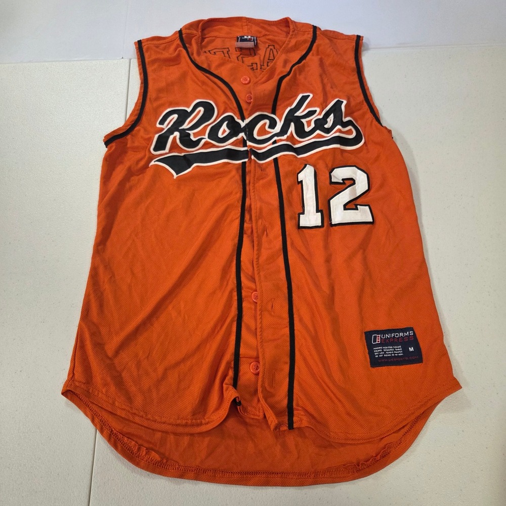 Uniforms Express Rocks 12 Casey Baseball Jersey Orange Sleeveless Mens Medium